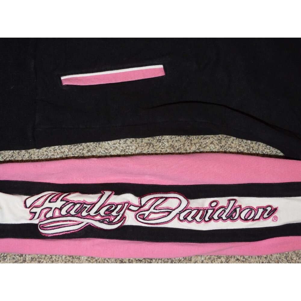 2008 Harley-Davidson Motorcycles Full Zip Fleece Pink Black Jacket Womens Medium - Picture 3 of 11